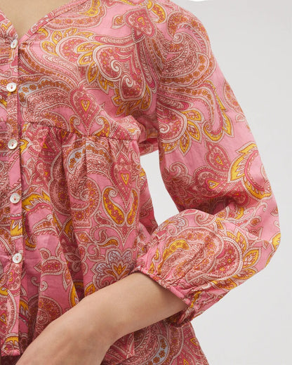 SHOW OFF PAISLEY P GUAVA Cotton Voile Long Sleeve Pajama Top