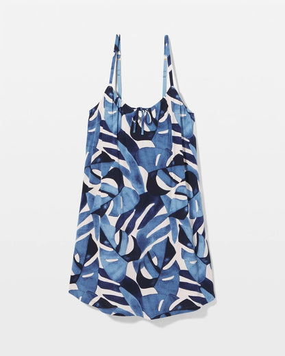 TROPICAL BREEZE SKY Tie-Front Chemise