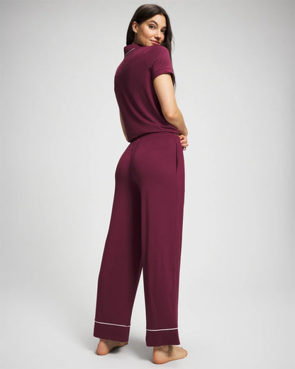 VELVET PLUM Solid Piped Pajama Pant