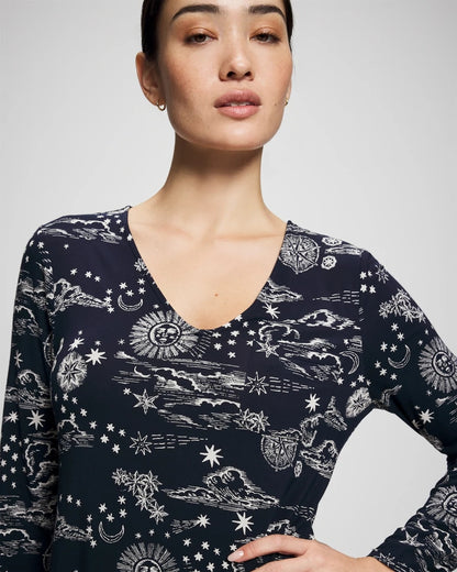 COSMIC BALLET NAVY Long-Sleeve Sleepshirt