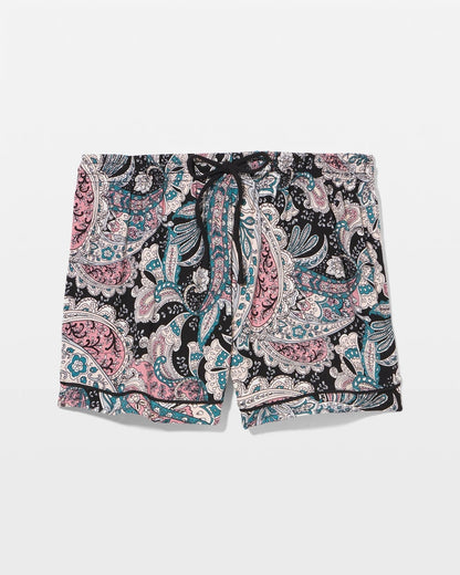 REGAL PAISLEY BLACK Relaxed Piped Pajama Short