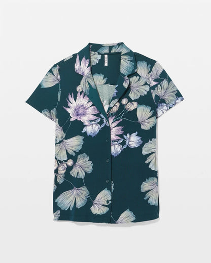 HAVEN BOTANICAL DARK SEA Short Sleeve Notch Collar Pajama Top