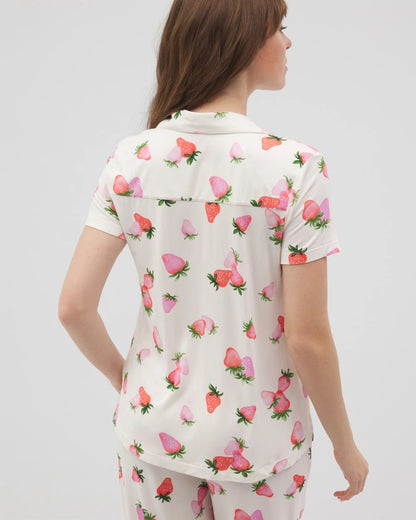 BERRY BEST CHAMPAGNE Short Sleeve Notch Collar Pajama Top