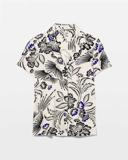 FLY BY NIGHT CHMPGNE DRMS Short Sleeve Notch Collar Pajama Top