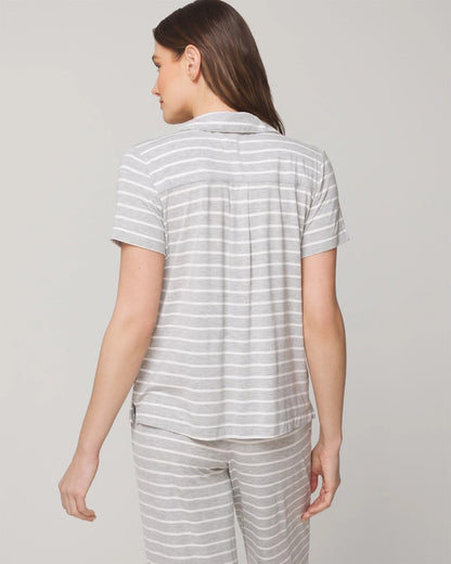 FUNDAMENTAL M HTHR OPAL G Short Sleeve Notch Collar Pajama Top
