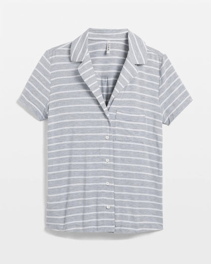 FUNDAMENTAL M HTHR OPAL G Short Sleeve Notch Collar Pajama Top