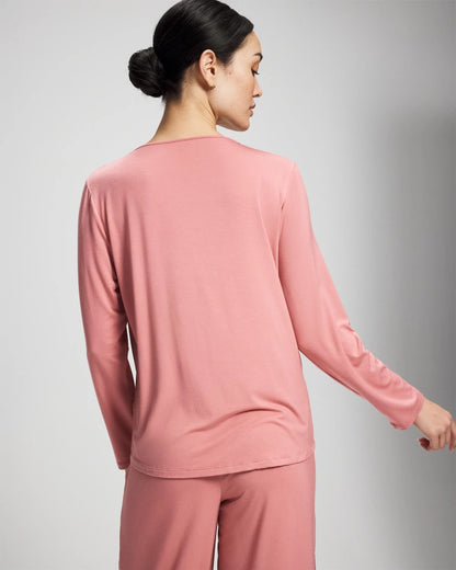 ANTIQUE PINK Lace Long Sleeve Pajama Top