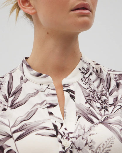 PALM PERFECT CHAMPAGNE Short-Sleeve Button-Front Pajama Top