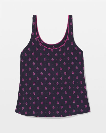GEO FLEUR NAVY Pajama Tank With Piping