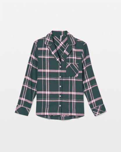 ASPEN PLAID EVERGLADE Super Soft Long-Sleeve Notch Collar Pajama Top