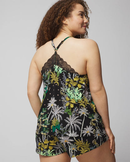 OASIS PALMS BLACK/WS Lace Pajama Cami