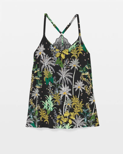 OASIS PALMS BLACK/WS Lace Pajama Cami