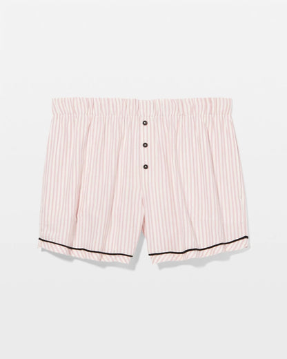 STOCKING STRIPE VERT PINK Velvet Piped Boxer Pajama Short
