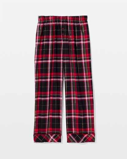 MAD FOR PLAID BLACK Velvet Piped Relaxed Pajama Pant