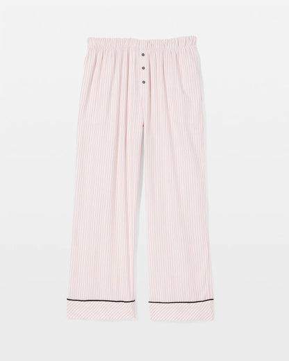 STOCKING STRIPE VERT PINK Velvet Piped Relaxed Pajama Pant