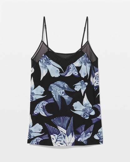 WHIMSICAL WINGS BLK MID Mesh Trim Pajama Cami