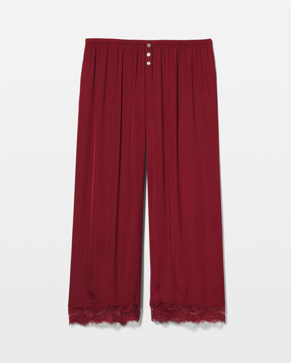 FIRST KISS Lace Trim Crop Pajama Pant