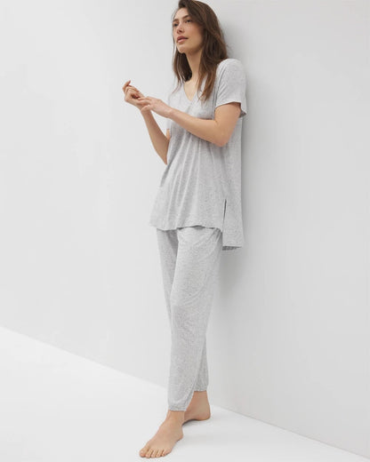 BLUE SLUB Slub Short Sleeve Tunic Pajama Tee