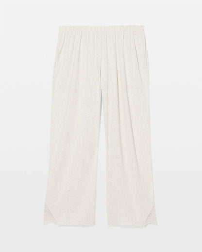 IVORY SLUB Slub Wide Leg Pajama Crop