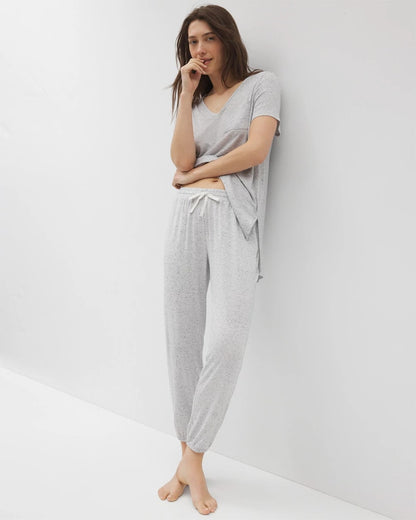 BLUE SLUB Slub Banded Ankle Pajama Pant