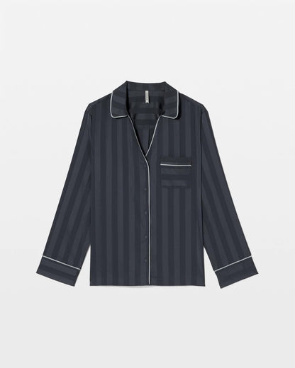 PETROL Shadow Stripe Long Sleeve Pajama Notch Collar Top
