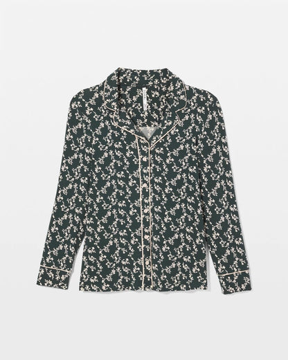 TINY PETALS DK EVERGLADE Long-Sleeve Printed Notch Collar Pajama Top