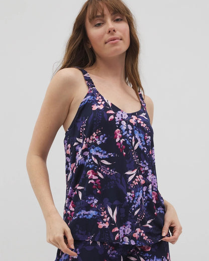 BLOOM BRIGHTLY NAVY Mini Ruffle Pajama Cami