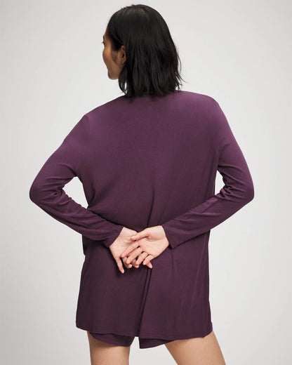 PLUM PERFECT Lightweight Rib Knit Long Sleeve Wrap