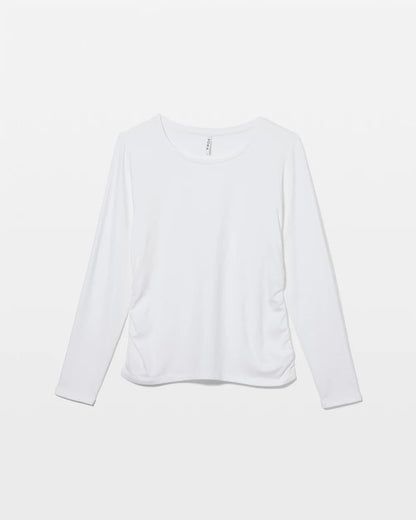 OPTIC WHITE Ruched Long Sleeve Pajama Tee