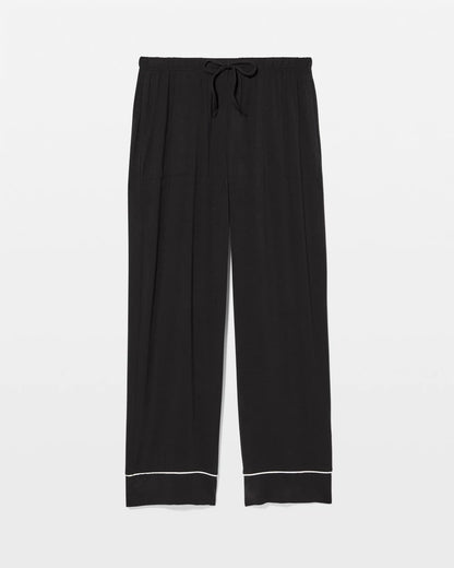 BLACK Solid Piped Pajama Pants