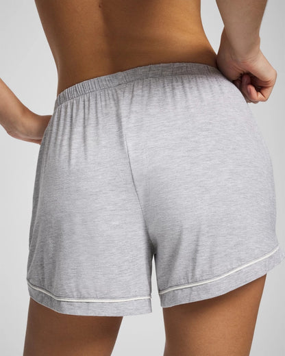 HEATHER OPAL GRAY Solid Piped Pajama Shorts