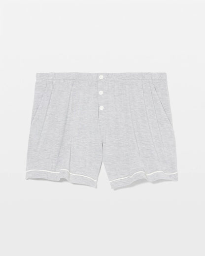 HEATHER OPAL GRAY Solid Piped Pajama Shorts