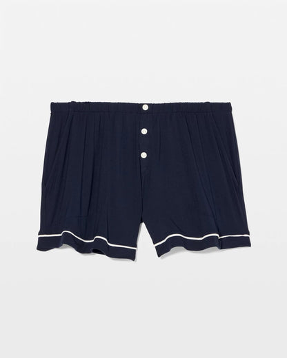 NIGHTFALL NAVY Solid Piped Pajama Shorts