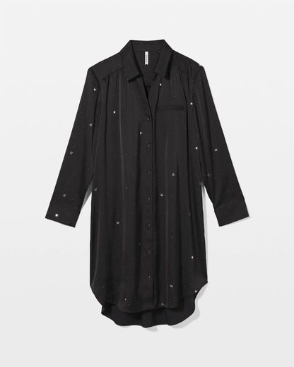 SILVER DEW DROP/BLACK Long-Sleeve Sleep Shirt