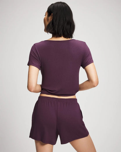 PLUM PERFECT Lightweight Rib Knit Pajama Shorts
