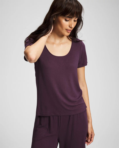 PLUM PERFECT Lightweight Rib Knit Short Sleeve Pajama Tee