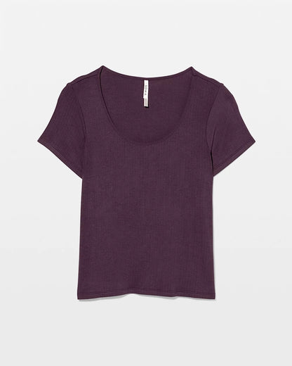 PLUM PERFECT Lightweight Rib Knit Short Sleeve Pajama Tee