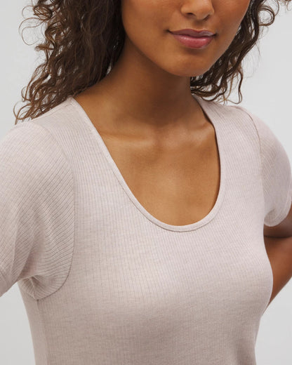 HEATHER BARELY THERE Lightweight Rib Knit Short Sleeve Pajama Tee