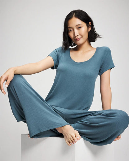 TAPESTRY Lightweight Rib Knit Wide Leg Pajama Pants