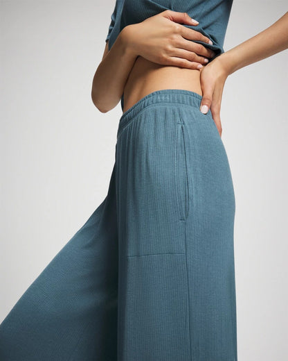 TAPESTRY Lightweight Rib Knit Wide Leg Pajama Pants