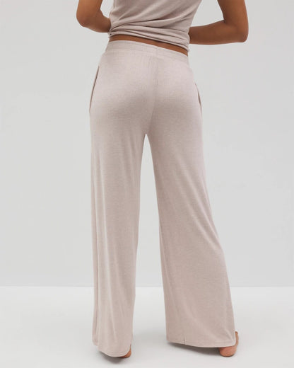 HEATHER BARELY THERE Lightweight Rib Knit Wide Leg Pajama Pants