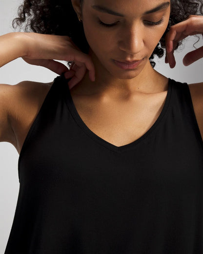 BLACK V-Neck Pajama Tank