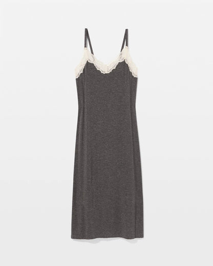 CHARCOAL HEATHER W/ SHINE Lace Trim Chemise
