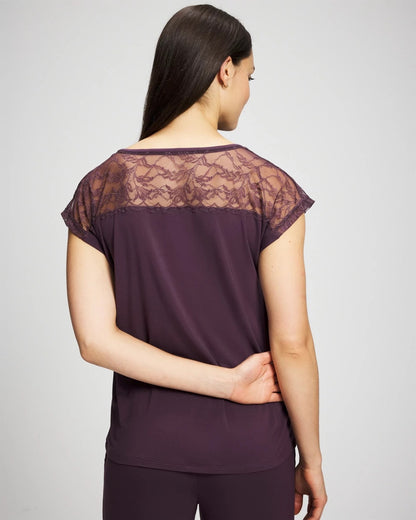 PLUM PERFECT Short Sleeve Lace Pajama Tee