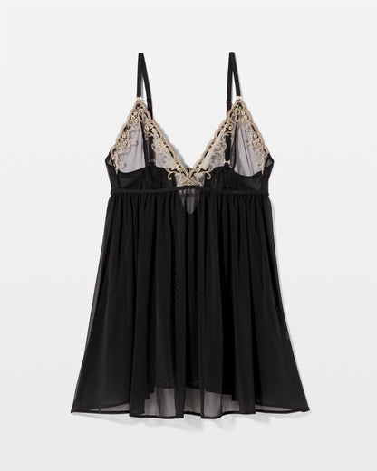 BLACK Venice Lace Babydoll Chemise