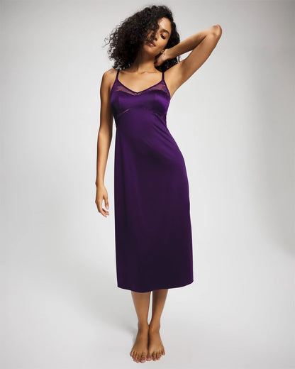 MAJESTIC PURPLE Lace Midi Nightgown