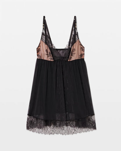 BLACK Mesh and Lace Chemise