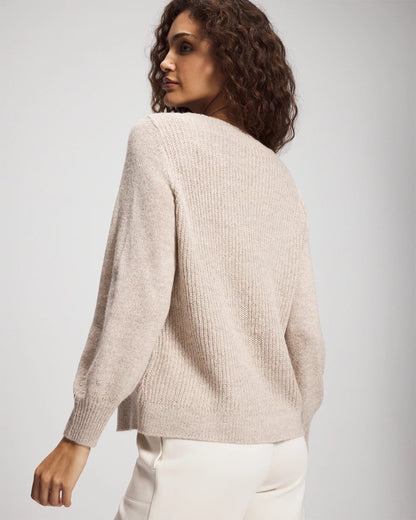 HEATHER SHELL Shimmer Cable Knit Sweater