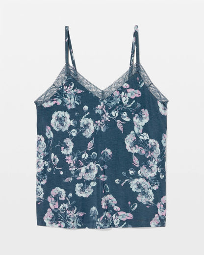 FLORA SHIMMER PETROL Lace Trim Pajama Cami