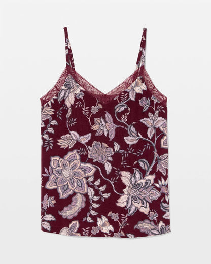 PAISLEY SPLENDOR PLUM Lace Trim Pajama Cami